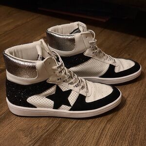 Vintage Havana Black White Silver High-Top Sneakers